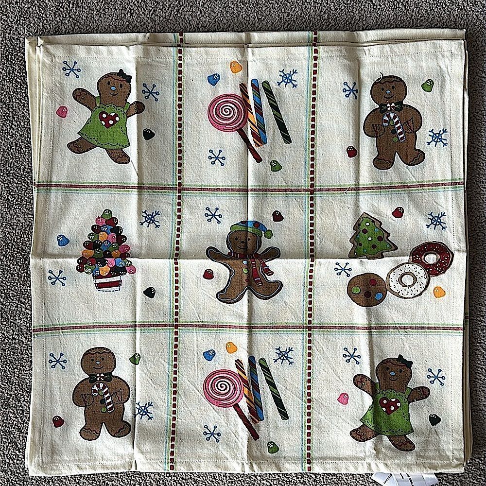 St. Nicholas Square Set of 7 Holiday Gingerbread Napkins!